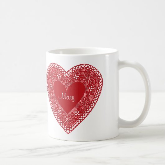 Customisez votre coeur de dentelle Vintage Mug (Droite)