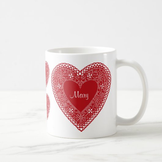 Customisez votre coeur de dentelle Vintage Mug (Droite)