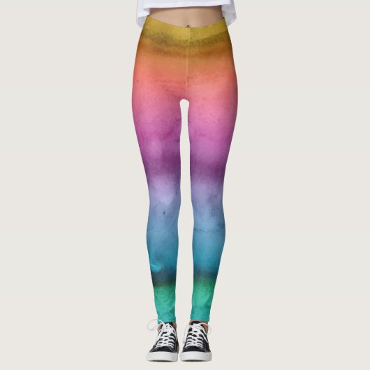 Customizabe Rainbow Striped Leggings (Voorkant)