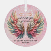Customizable Angel Wings Memorial Glas Ornament (Achterkant)
