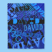Customizable Any Name or Word | Blue & Black Fleece Deken