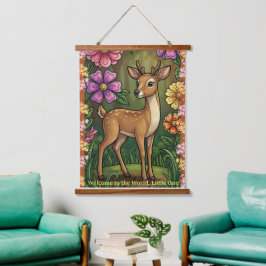 Customizable Baby Fawn Nursery-Welcome to the Worl Hangend Wandkleed