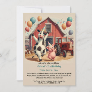 Customizable Barnyard Animal Birthday Invitation Kaart