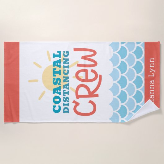 Customizable Beach Theme Sun Waves Strandlaken (Voorkant)