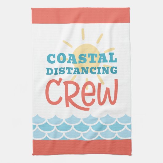 Customizable Beach Theme Sun Waves Theedoek (Verticaal)