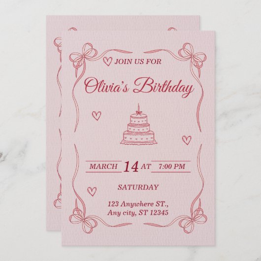 Customizable Birthday Invitation Card - Stylish (Devant / Derrière)