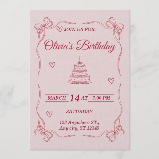 Customizable Birthday Invitation Card - Stylish (Devant)
