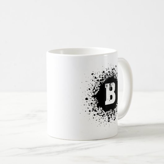 Customizable Black Ink Spot Double Monogram Mug (Devant droit)