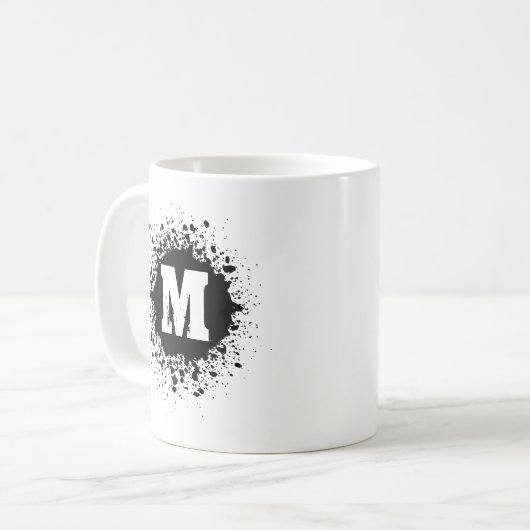 Customizable Black Ink Spot Double Monogram Mug (Devant gauche)