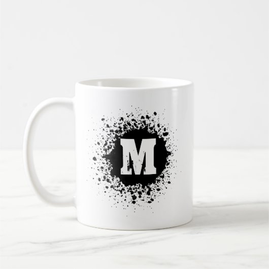 Customizable Black Ink Spot Double Monogram Mug (Gauche)