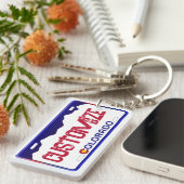 Customizable blue Colorado license plate keychain (Voorkant Rechts)
