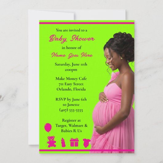 Customizable Blue Gold | Pregnant Downloadable Kaart (Voorkant)
