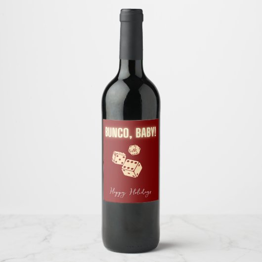 Customizable Bunco Holiday Wine Labels. Wijn Etiket (Voorkant)