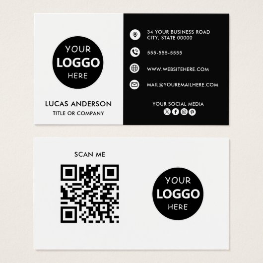 Customizable business logo website social media (Devant & derrière)