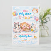 Customizable Cat-themed Baby Shower Invitation (Debout devant)