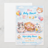 Customizable Cat-themed Baby Shower Invitation (Devant / Derrière)