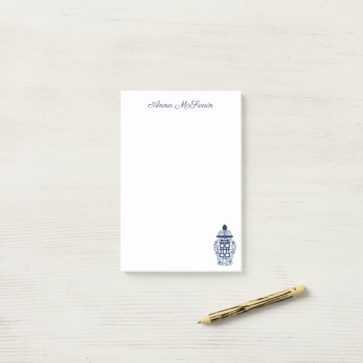 Customizable Chinoiserie Ginger Jar  Post-it® Notes (Op bureau)