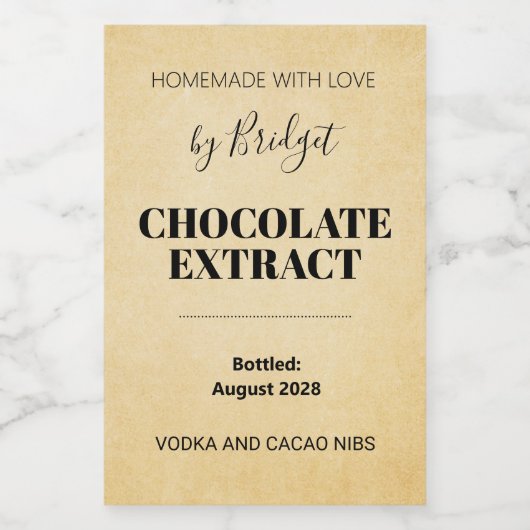 Customizable Chocolate Extract Label Wijn Etiket (Enkel label)