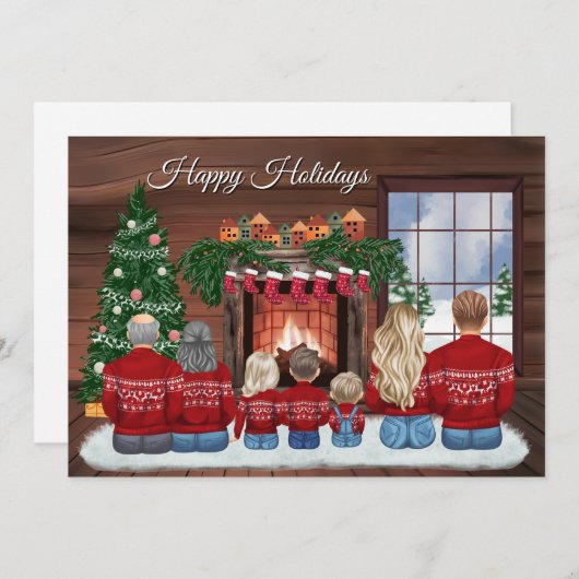 Customizable Christmas Family Portrait Invitation Kaart (Voorkant / Achterkant)