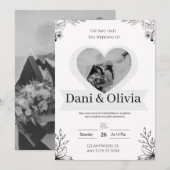 Customizable Classic Black Calligraphy Wedding Kaart (Voorkant / Achterkant)