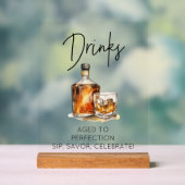 Customizable Clear Acrylic Whiskey Bar Drinks Sign (Neutre)