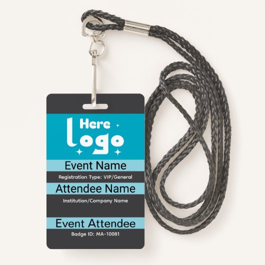 Customizable conference and expo badge template (Voorkant met draagriem)