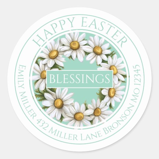 Customizable Daisy Wreath Easter Sticker (Voorkant)