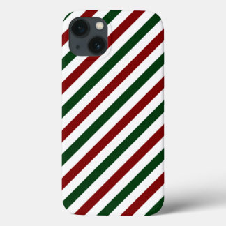 Customizable Diagonal Christmas Stripes iPhone 13 Hoesje