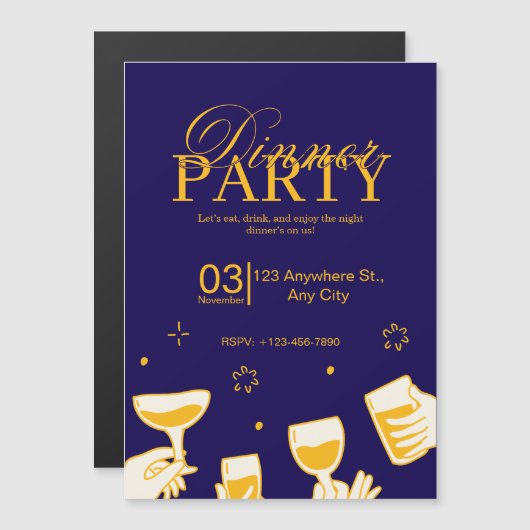 Customizable Dinner Party Invitation Card (Devant / Derrière)