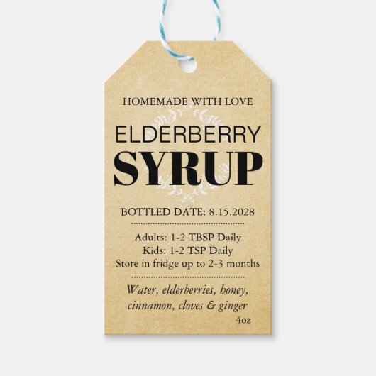 Customizable Elderberry Syrup Label ZEB_04a Cadeaulabel (Voorkant)