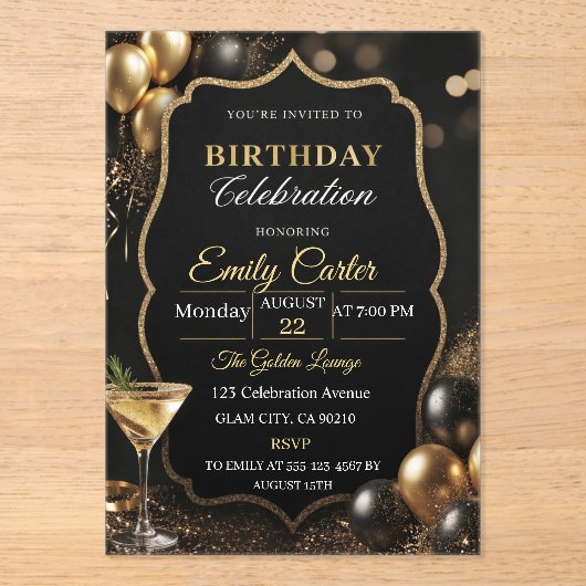 Customizable Elegant Birthday Magnetic Invitation (Recto)