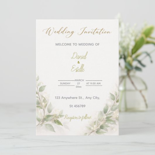 Customizable Elegant Minimal Wedding Invitation   Kaart (Staand voorkant)