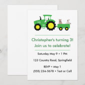 Customizable Farm Tractor Birthday Invitation Kaart (Voorkant / Achterkant)
