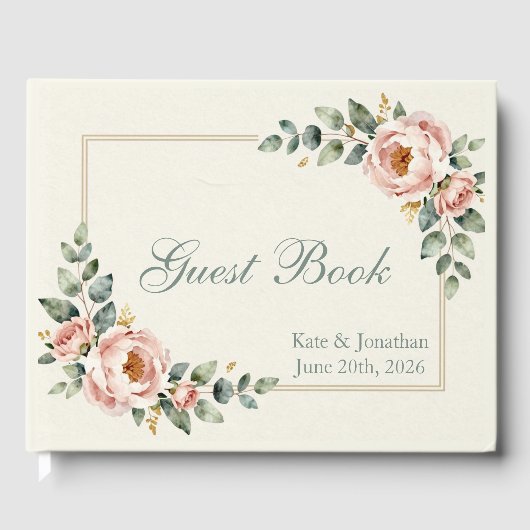 Customizable Floral Wedding Gastenboek (Voorkant)