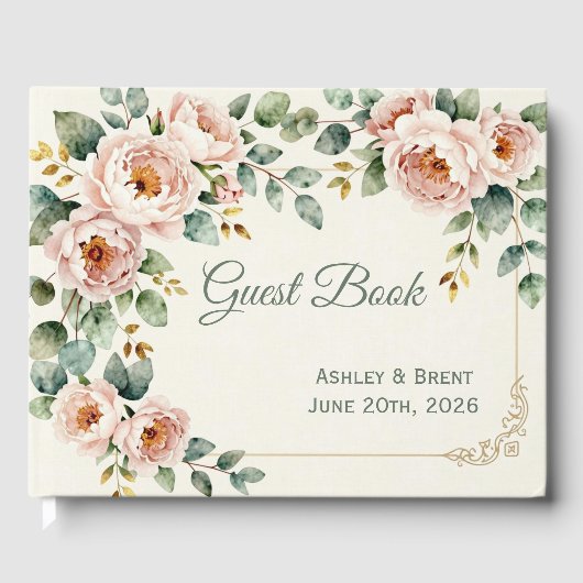 Customizable Floral Wedding Guest Book Gastenboek (Voorkant)