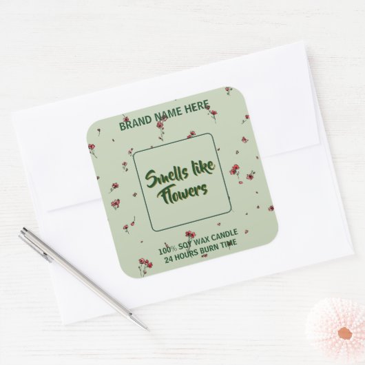 Customizable Flower Candle Label Editable Text (Envelop)