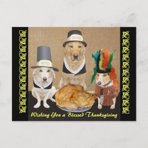 Customizable Funny Dogs Happy Thanksgiving Feestdagenkaart
