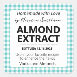 Customizable Gingham Extract Label - Teal