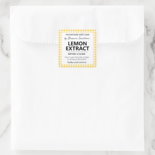 Customizable Gingham Extract Label - Yellow (Tas)