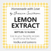 Customizable Gingham Extract Label - Yellow (Voorkant)