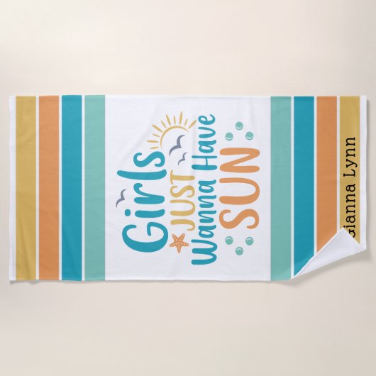 Customizable Girls Just Wanna Have Sun Strandlaken (Voorkant)