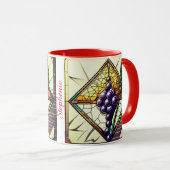 Customizable glass mug with grapes and wheat (Devant droit)
