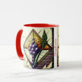 Customizable glass mug with grapes and wheat (Devant gauche)