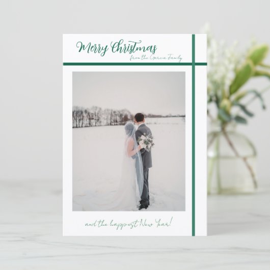 Customizable Green and White Christmas Card Kaart (Staand voorkant)