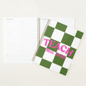 Customizable Green Checkered Teacher Planner (Display)