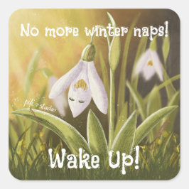 Customizable Hand Drawn Snowdrop Floral Vierkante Sticker