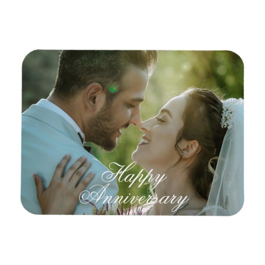 Customizable Happy Anniversary Photo Magnet Design (Horizontal)