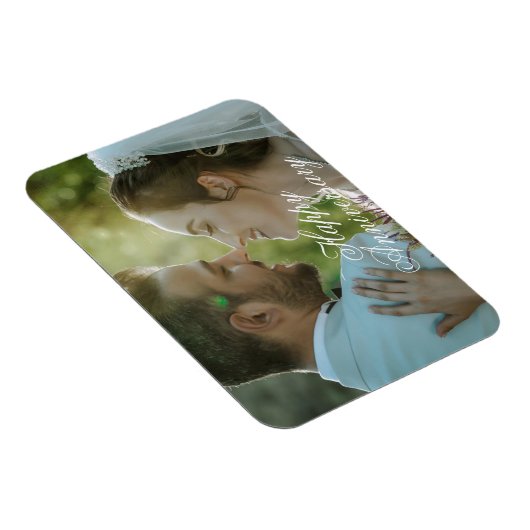 Customizable Happy Anniversary Photo Magnet Design Magneet (Rechterzijde)