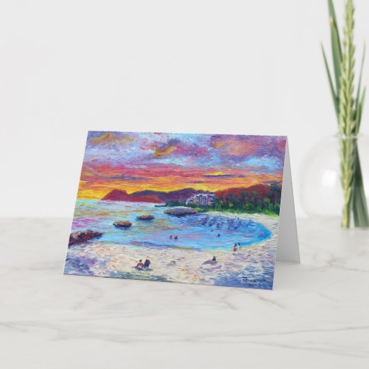 Customizable Hawaiian Lagoon 4 Sunset Bedankkaart (Voorkant)