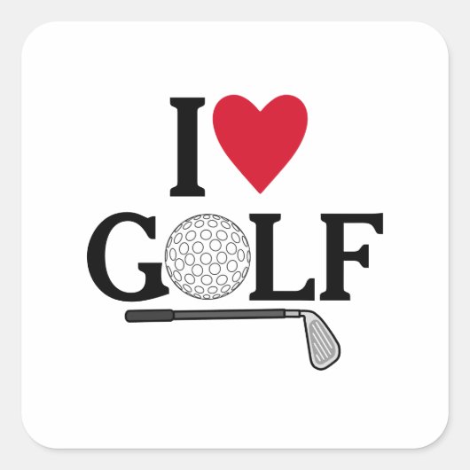 Customizable I love Golf Balls Vierkante Sticker (Voorkant)